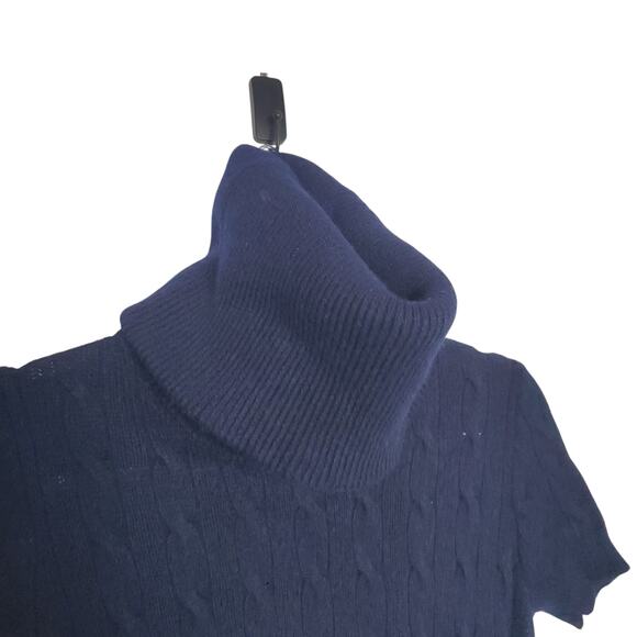 Ralph Lauren Rugby Women's Sz XS Navy Blue Cable Knit Turtleneck Sweater Dress - Picture 3 of 4